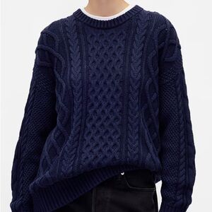 GAP Navy Cable-Knit Crewneck Sweater